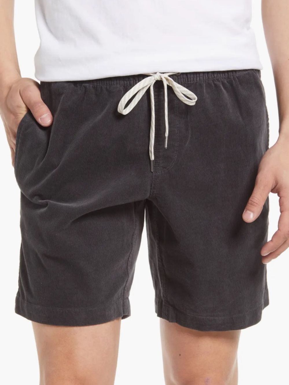 Vuori Optimist Shorts Men 2XL Gray Corduroy 8 Inseam Elastic Waist Drawstring